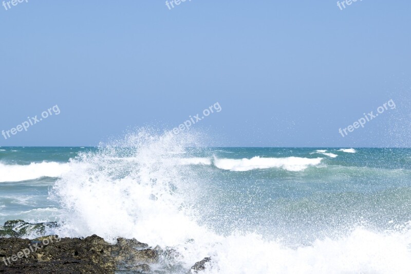 Sea Waves Rocks Storm Wind