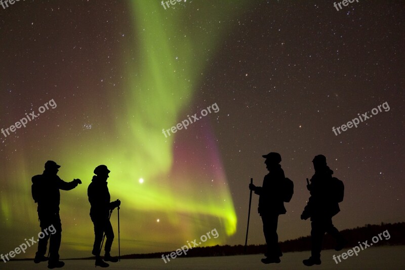 Aurora Borealis Night Hiking Space Sky