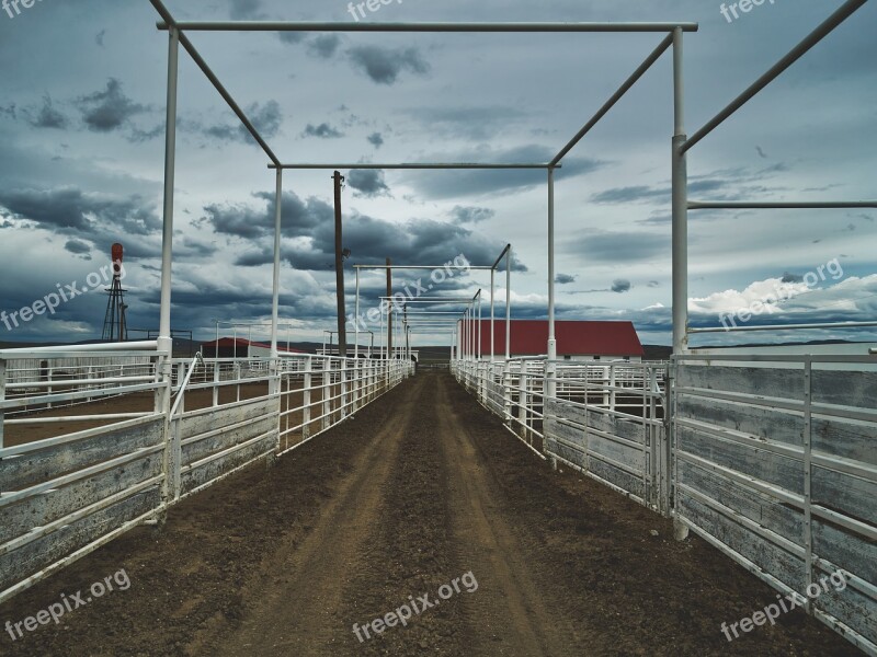 Corral Wyoming America Sky Clouds