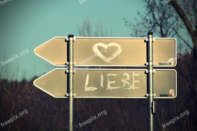 Shield Love Heart Direction Traffic Sign