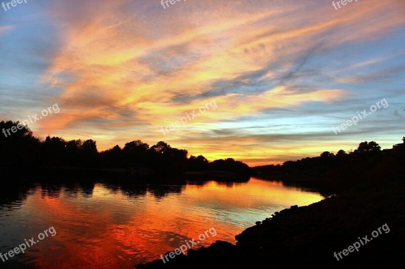 Sunset Water Sky Nature Landscape