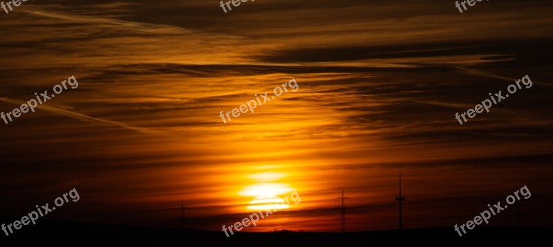 Sun Sunrise Landscape Sky Clouds