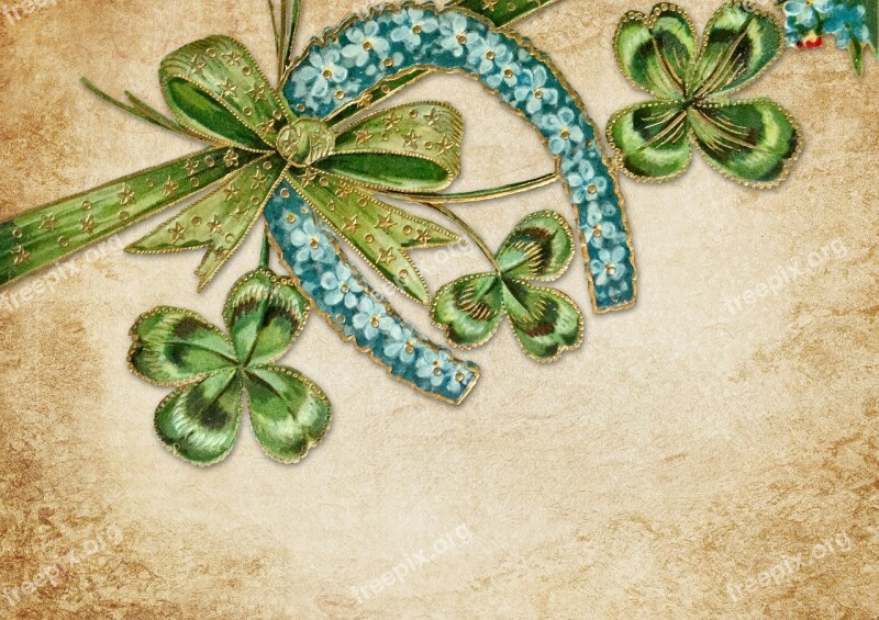 Vintage Horseshoe Lucky Clover Loop Background Image