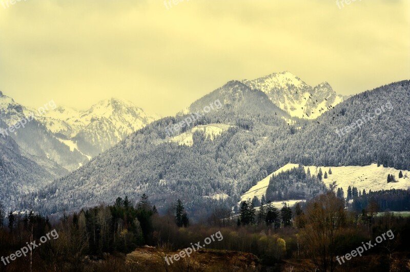 Mountains Snow Landscape Winter Alpine