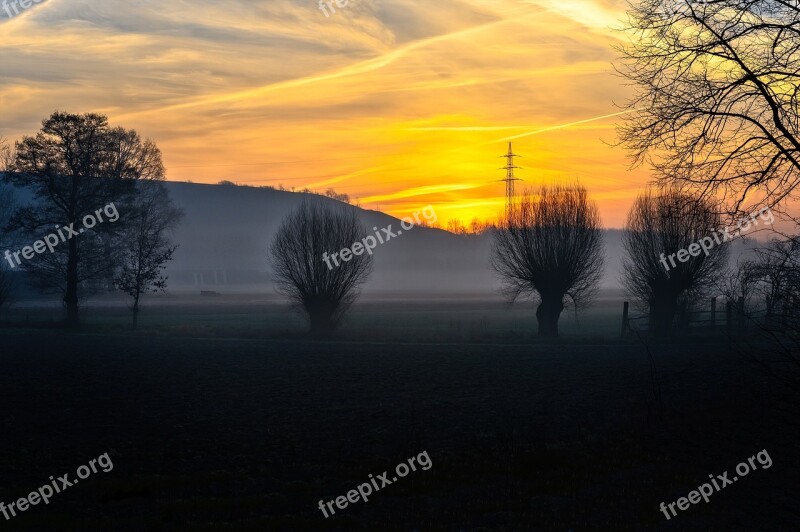 Sunrise Morning Haze Fog Landscape