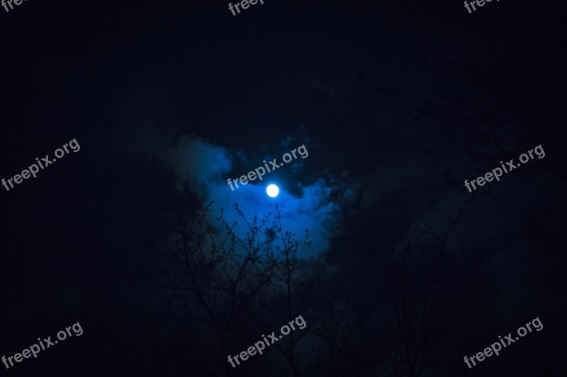 Moon Night Sky Dark Space