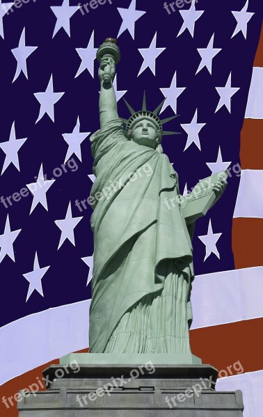 Statue Liberty United States Flag