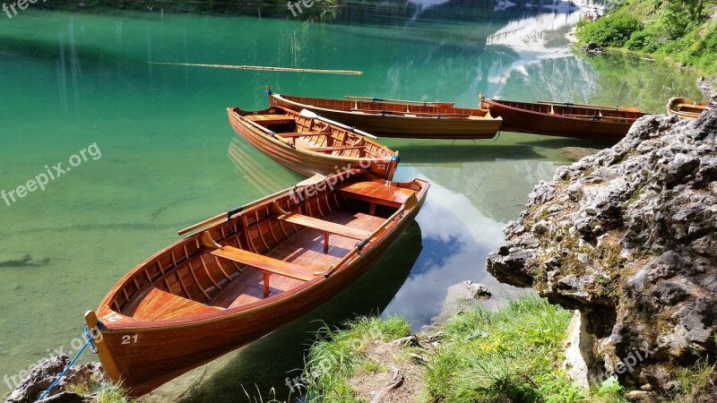 Boats Lake Braies Free Photos