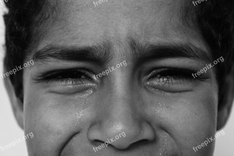 Sad Poverty Crying Depression Black And White