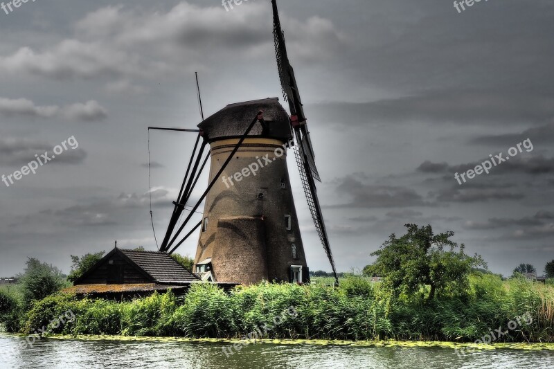 Windmills Holland Down Netherlands Windmill