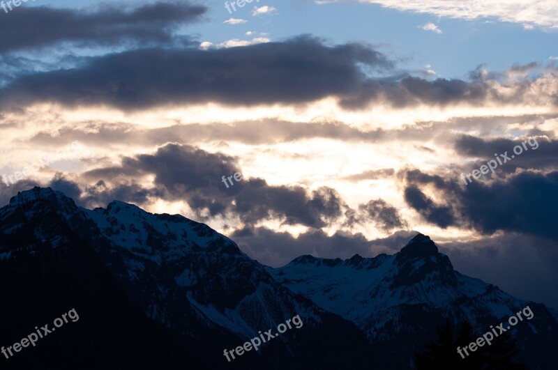 Sky Clouds Mountains Mountain Peaks Spring