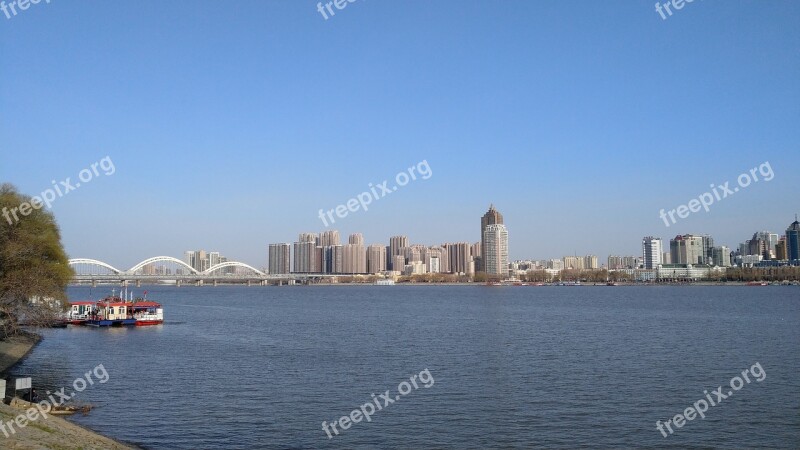 The Songhua River Bridge Water Free Photos