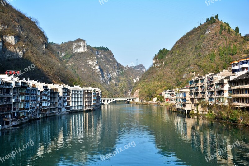 China The Town Building Zhenyuan Old Town Scenery