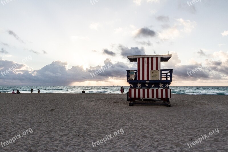 Miami America Beach Sunset People