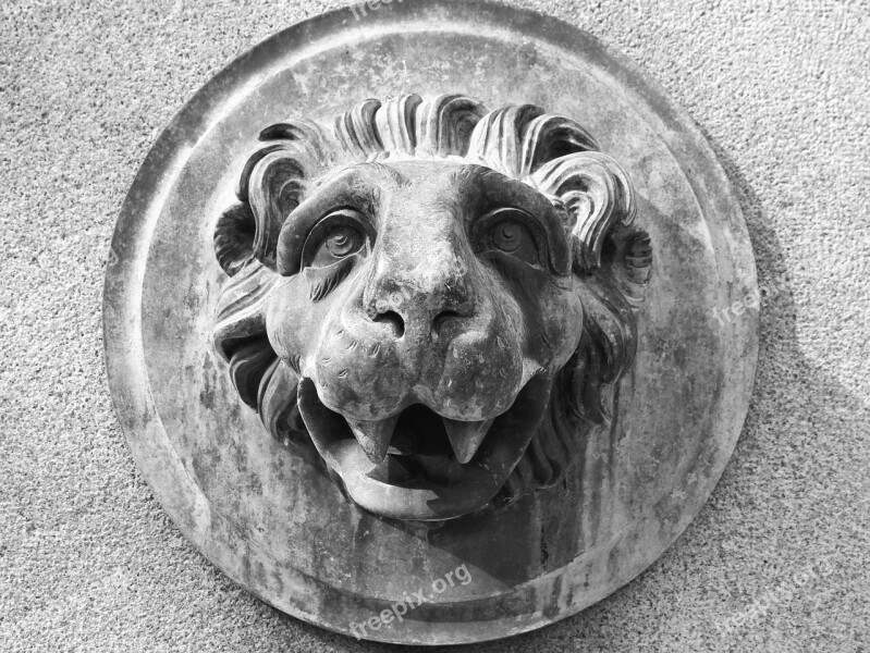 Lion Head Bronze Monument Lion Round