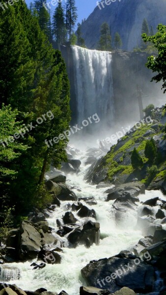 Cascade Water America Nature Yosemite