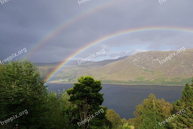 Double Rainbow Weather Sunshine Landscape Spectrum