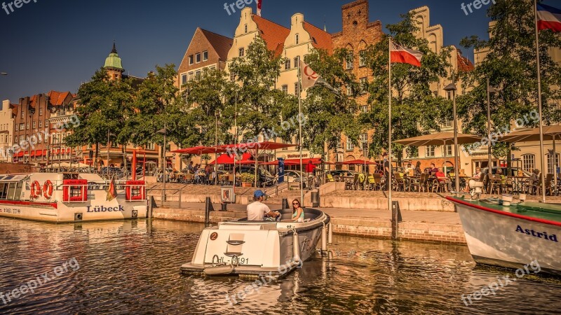 Lübeck Historic Center Promenade Architecture Waters