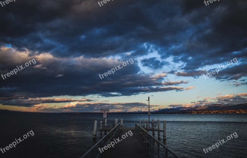 Sky Clouds Lake Pontoon Landing