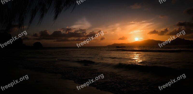 Seychelles Sea Ocean The Indian Ocean Sunset