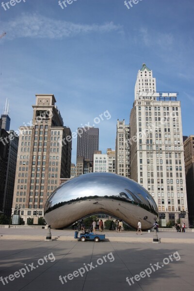 Chicago Cloud Gate Park Skyline