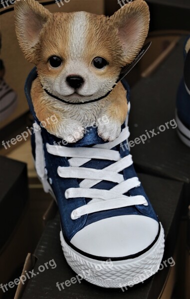 Puppy Shoe Ceramic Ornament Garden Ornament