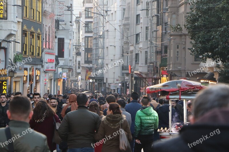 People The Crowd Taksim Istiklal Street Istanbul