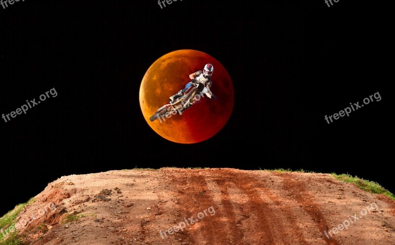 Motocross Dirt Bike Jump Blood Moon Ramp