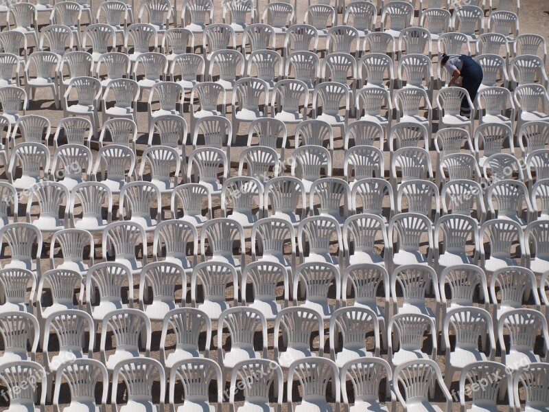 Chairs White Audience Cleaning Outdoor Stage