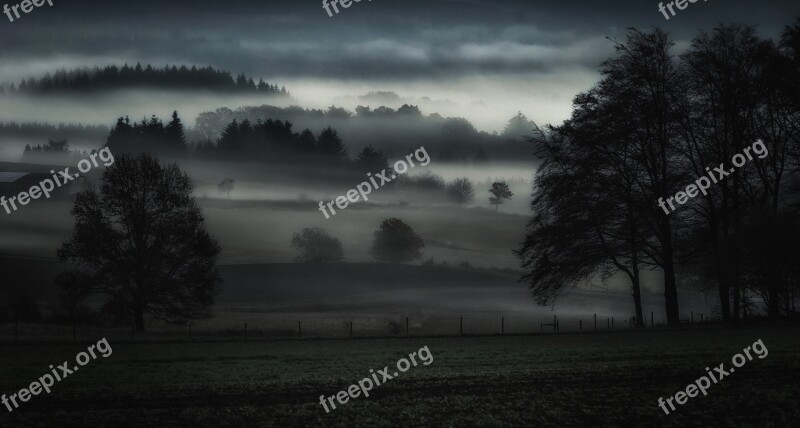 Fog Valley Landscape Nature Mountains