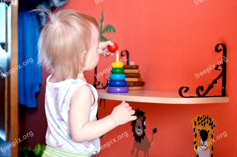 Baby Plays Pyramid Game Kid