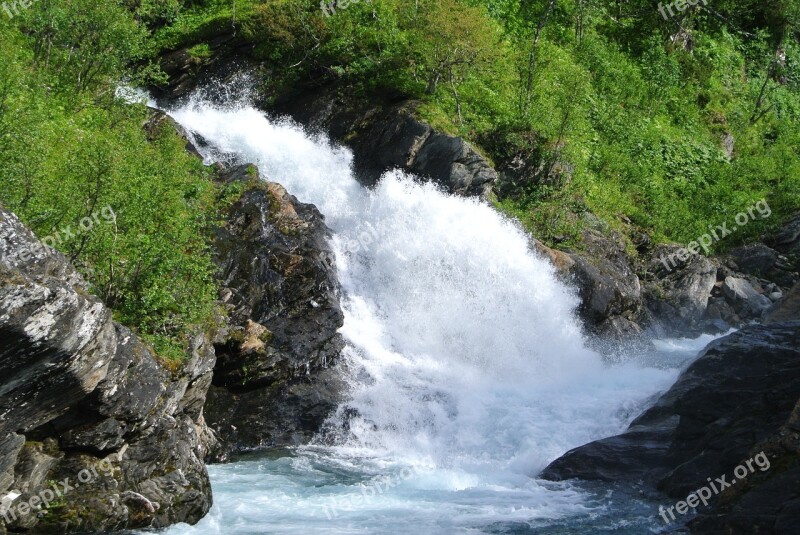 Waterfall Sparkling Bach Sweden Free Photos