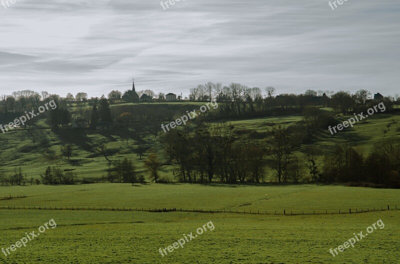 Landscape Normandy France Fields Prairie