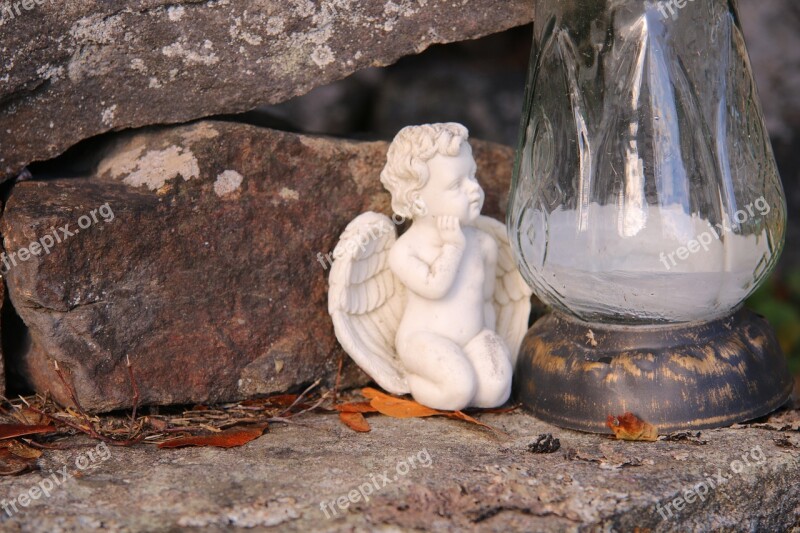 Grave Angel Sculpture White Autumn