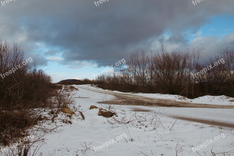 Sky Snow Road Landscape Nature