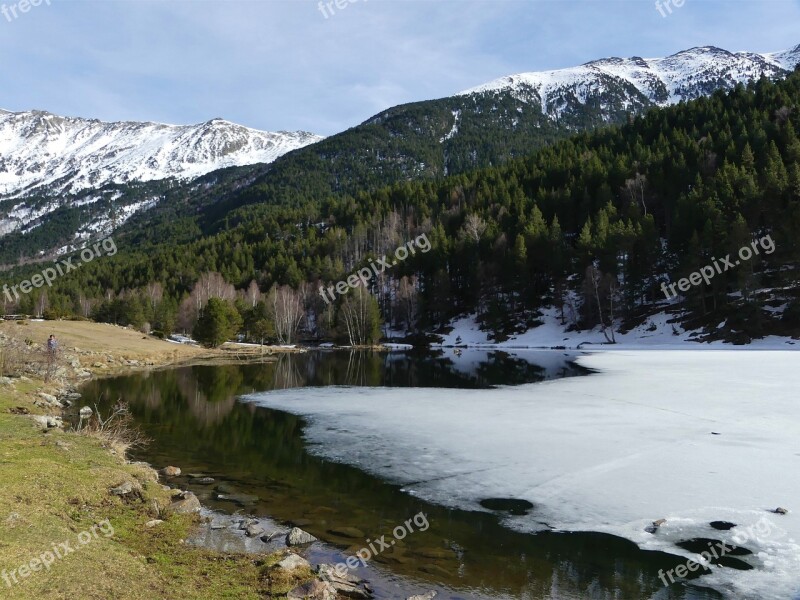 Landscape Nature Mountains Winter Lake