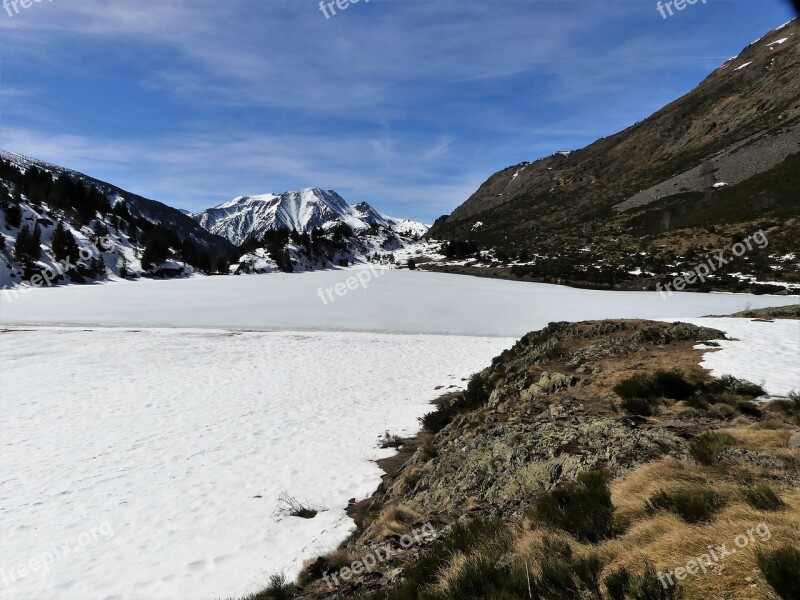 Landscape Nature Mountain Winter Lake