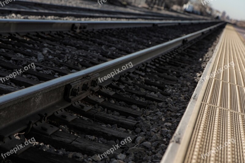 Railroad Train Tracks Urban Metal