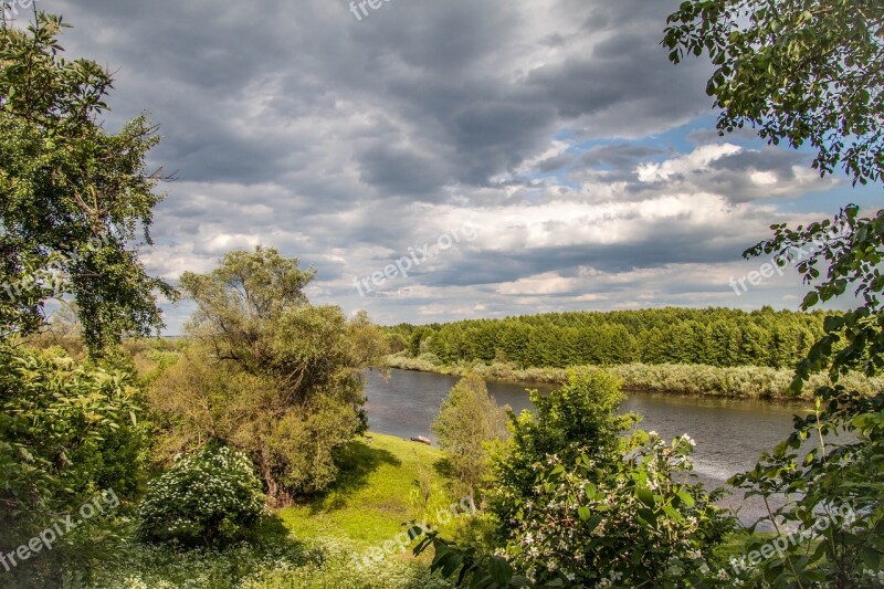 Nature Landscape River Handsomely Trees