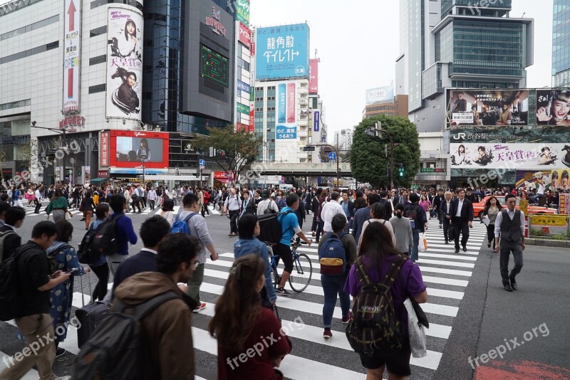 Shibuya Crossing Busy Crossing Crowds Tourist Tokyo