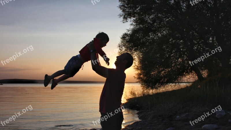 Child Silhouette Family Human Man