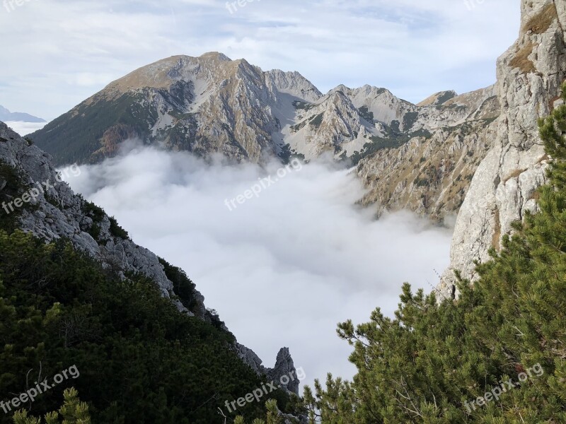 Fog Mountains Landscape Sky Clouds