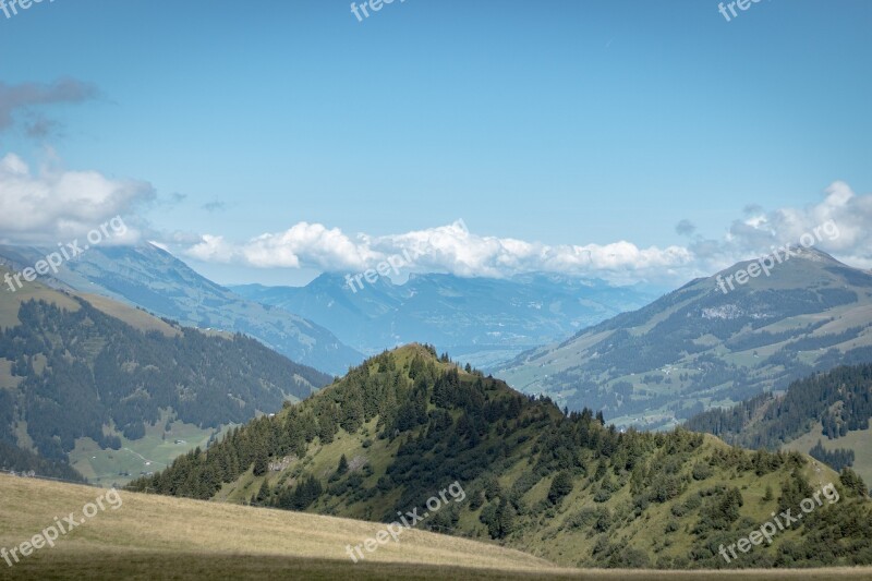 Switzerland Adelboden Alpine Mountains Green