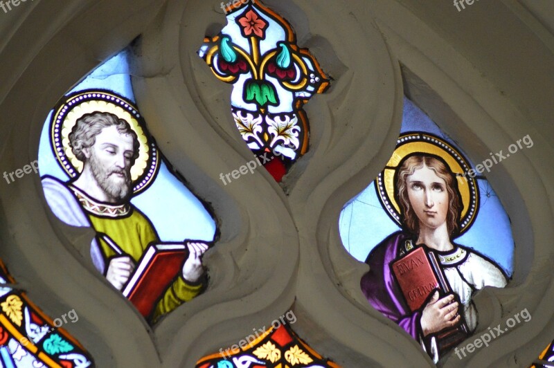 Stained Glass Church Window Colorful Men