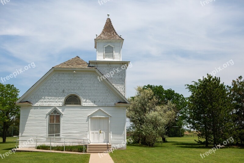 Kansas Church Rural Grass Steeple