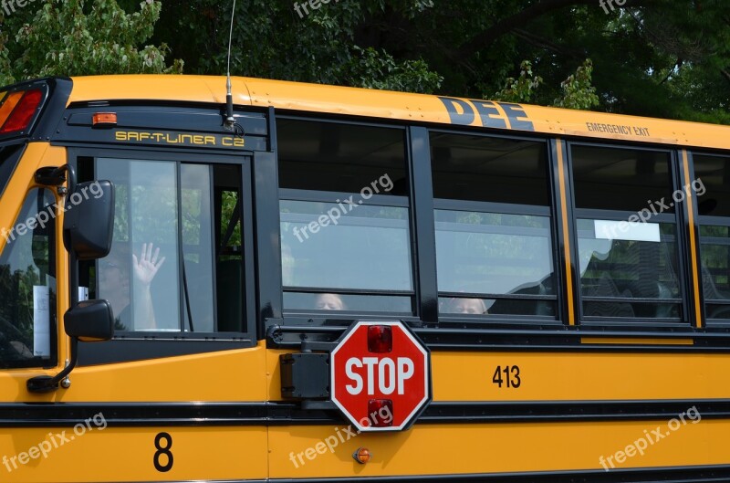 Bus Wave School Stop Free Photos