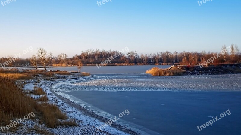 Winter Lake Frozen Ice Landscape