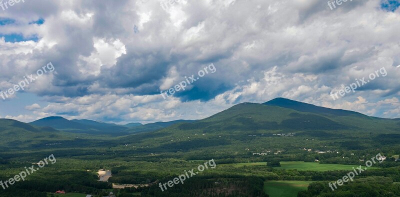 Cloud Mountians Clear Sky Green