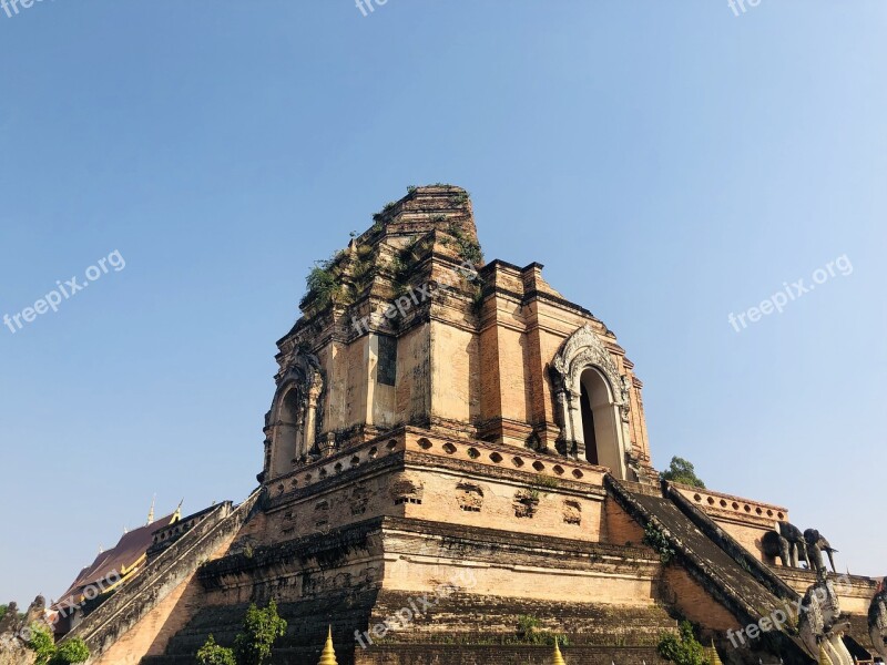 Thailand Chiang Mai Old Town Wat Chedi Luang Temple