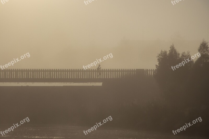 Misty Bridge Jogging Morning Early